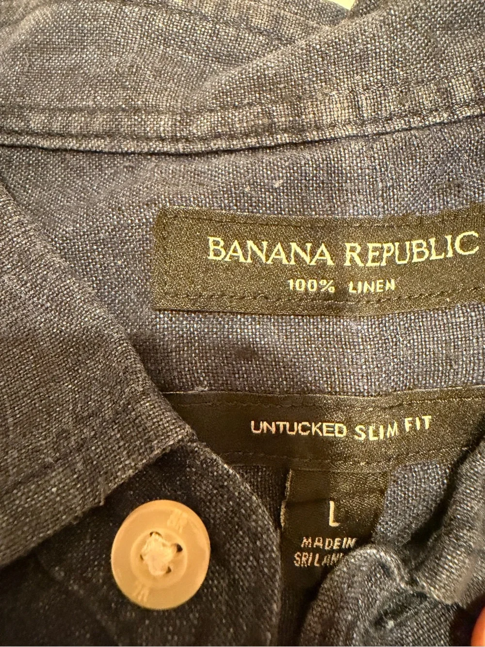 Banana Republic Men's Dark Blue Button-Down Casual Shirt